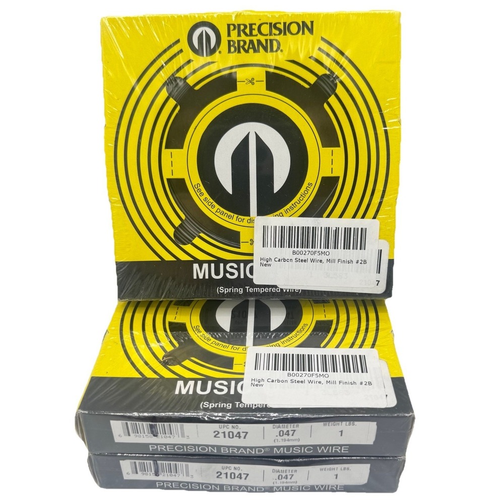 Lot of 3 SEALED Precision Brand 21047 Music Wire .047 Spring Tempered 1 lb Each